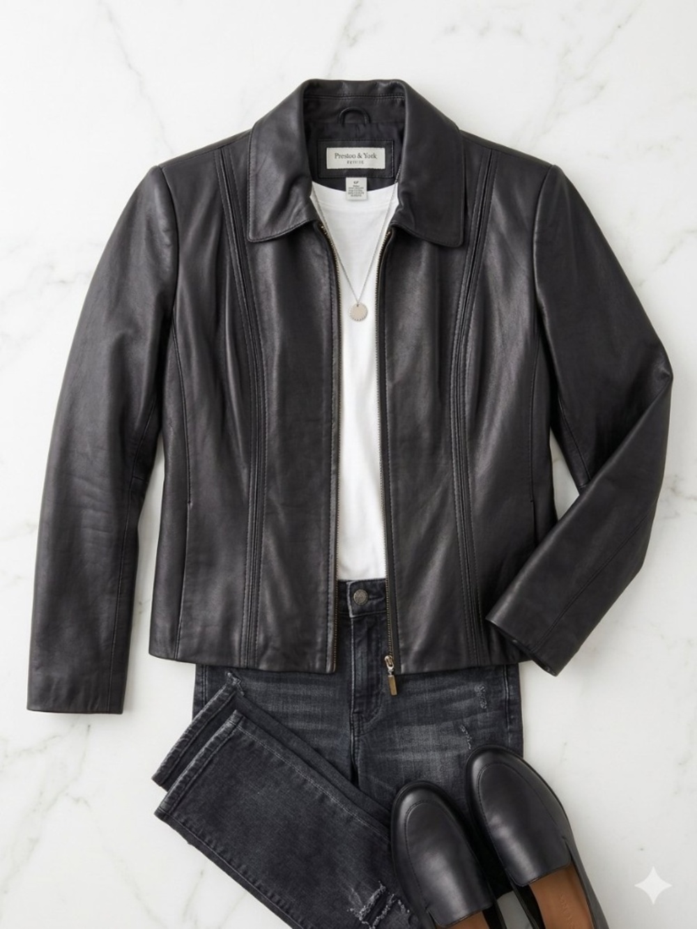 Preston & York Black Lamb Skin Zip Jacket